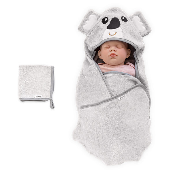 Bambus Baby-Kapuzenhandtuch & Waschlappen - Set - Koala Design