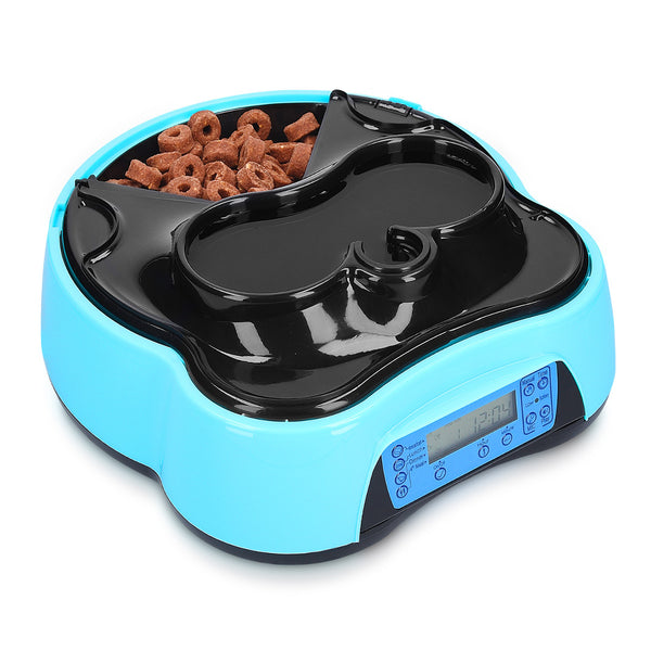 Dispenser automatico cibo acqua - per cani e gatti ciotola distributore con timer 4 pasti - con vassoio scomparti separati e orari impostabili