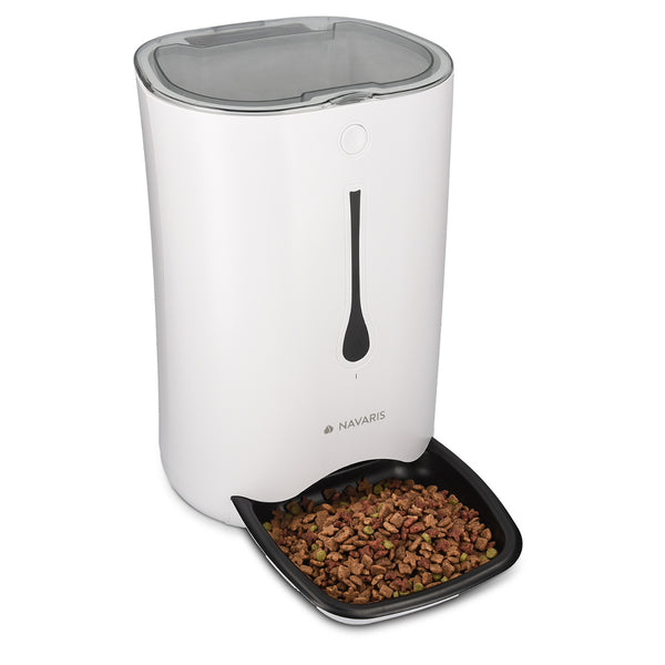 Navaris Automatic Pet Feeder with Timer - Auto Timed Dry Dog or Cat Food Dispenser - Programmable 4 Meal Feeder up to 6 Litres for Dogs and Cats