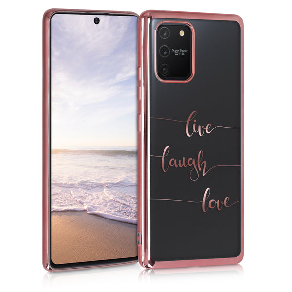 Pouzdro z galvanizovaného křišťálového TPU pro Samsung Galaxy S10 Lite Live Laugh Love Design