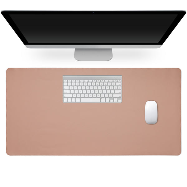 kwmobile Desk Pad 80 x 40 cm - Double Sided Synthetic Leather and PU Suede Office Mat for Desks Laptops - Dusty Pink