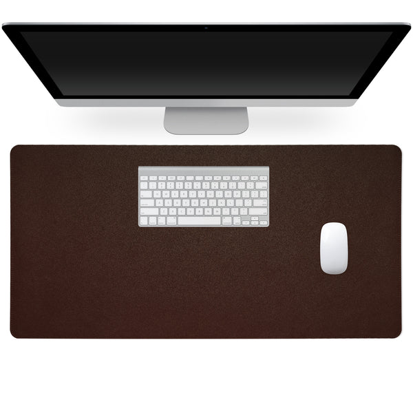 Desk Pad 80 x 40 cm PU Leather Suede Dark Brown with Stitched Edges
